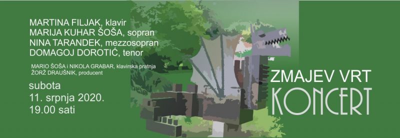 Zbog najave lošeg vremena KONCERT U ZMAJEVOM VRTU održat će se u nedjelju 12. srpnja 2020. u 19.00 sati