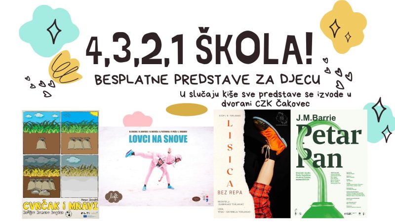 4, 3, 2, 1 ŠKOLA / Kazališna družina Pinklec – besplatne predstave za djecu / 29.8. – 1.9.2024. u 17.00 sati